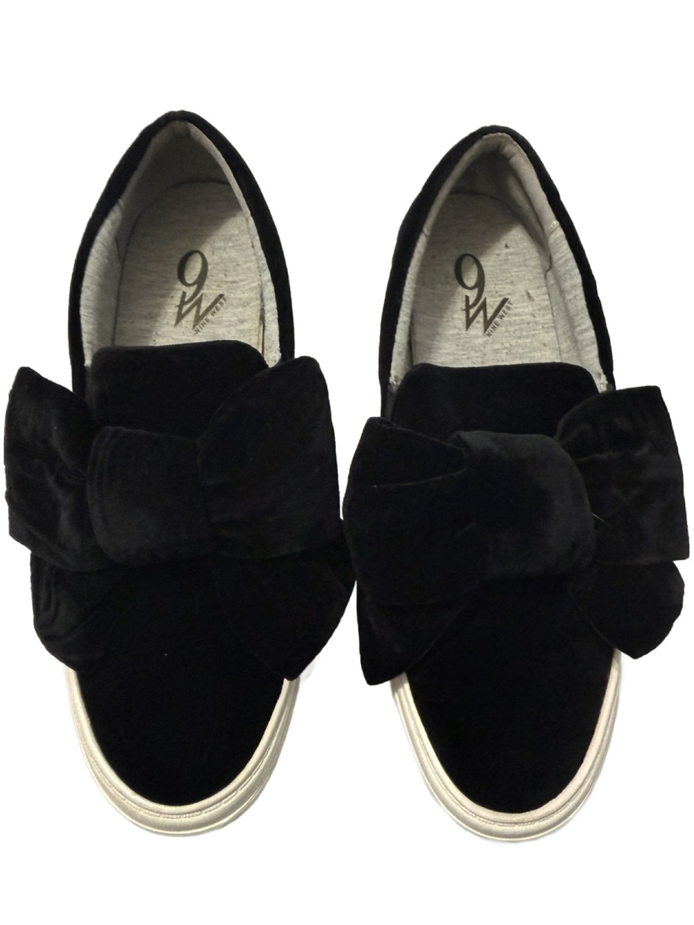Women’s Black Velvet Bow Slip-On Sneakers by Nine West. 7M